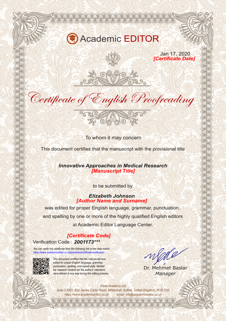 English Proofreading Certificate